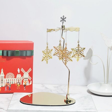 Karrusel Candle Spinner Lysestage Holder Bakke GULD SNOWFLAKE