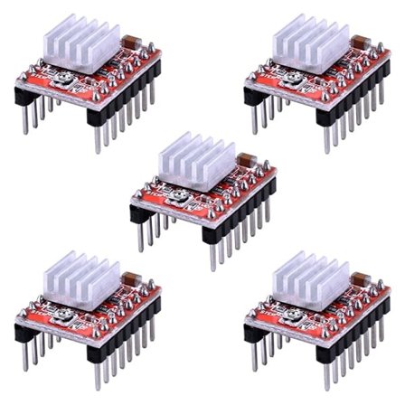 A4988 Stepper Motor Driver Modul 5 stk. Stepper Motor Driver Modul med Kjøleribbe for RepRap 3D-printer