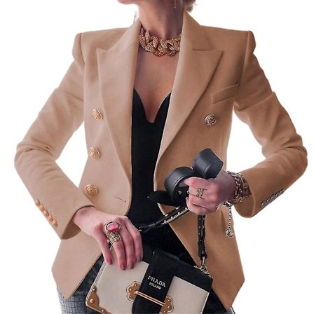 Dam Dubbelknäppt Blazer Jacka Långärmad Kavaj Höst Vår Casual Slim Fit Ytterkläder
