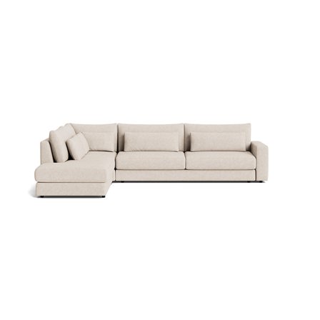 Sevilla Ecksofa, links, Loop Dunkelbeige, modernes Design, hoher Sitzkomfort, langlebige Qualität, 85cm Höhe, elegantes Wohnzimmer Ecksofa