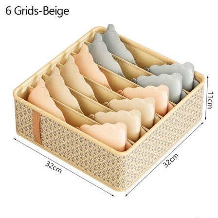 Undertøj Opbevaringsboks Skuffer Separationsbokse BEIGE 6 GRIDS 6