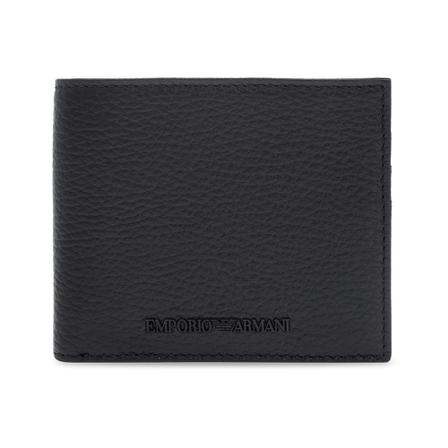 Emporio Armani Bifold Pung With Logo Sort, Herre Punge og Kortholder, Størrelse: ONE Size