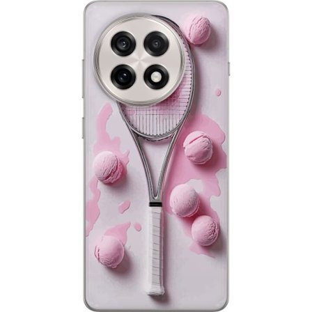 Kompatibel Mobilcover til OnePlus OnePlus 13R Rosa glaskugler og tennisketsjer i et kreativt stillbillede med legende popfølelse og moderne design, d