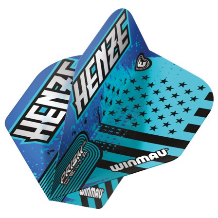 Winmau Rick Henze Delta Standard Flights 100 Micron Blue/Black/White Stars Prism 9 Flights 3 Sets