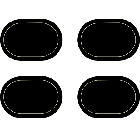Bordsunderlägg i konstläder, 4-pack – dubbelsidiga, färg, oval design, matbord, vattentäta, värmebeständiga, heminredning (svart)