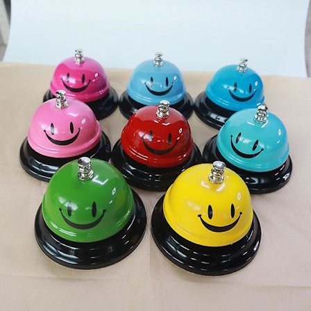 Kalleservicebjelle i rustfritt stål, krom, spill, frontbjeller, kjøkken, resepsjon for skoler, middag, hotell