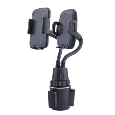 2-i-1 Flexibel Svanhals Bil Cup Dubbel Mobiltelefon Hållare Montering Stativ Cradle för 3,5-6,7" mobiltelefoner Smartphones GPS