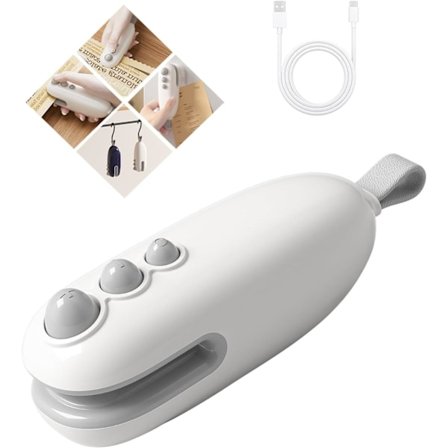 Mini-pussi sulkija, 2 in 1 siru pussi sulkija leikkurilla, ladattava pussi sulkija lämpötiiviste, kannettava sulkija kone Pl