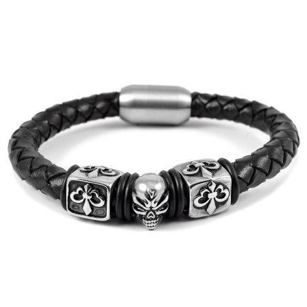 Skull Cube Leather Bracelet for Men - Braided Bracelets