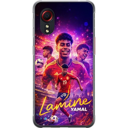 Kompatibelt Mobildeksel til Samsung Samsung Galaxy Xcover 5 Lamine Yamal fotballplakat i spansk landslagstøy med dynamisk handling, fargerik sportsil