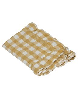 Duk Lisa rutete krepp med volang 140x250 cm Gul