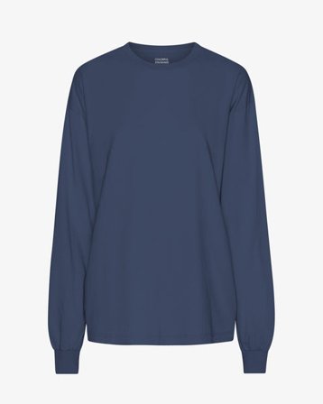 Oversized Organic LS T-Shirt - Petrol Blue - Female - S