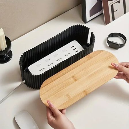 Tre Kabelboks med Lokk – Praktisk Kabel- og Bordorganiseringsboks for Kontor og Hjem_TF_TF