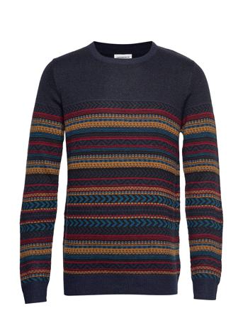 Jacquard Knit Strikkegenser M. Rund Krage Multi/mønstret Lindbergh