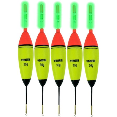 5 st 30g Fiskebojar + 8 st Fiskeglödande Pluggar, Nattfiske