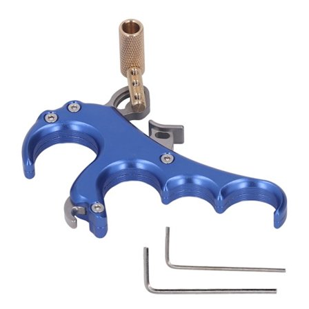 Jousen laukaisulaitteet Alumiiniseos Herkkyys Säädettävä 4 Sormen Taljajousen Laukaisulaitteet Sininen