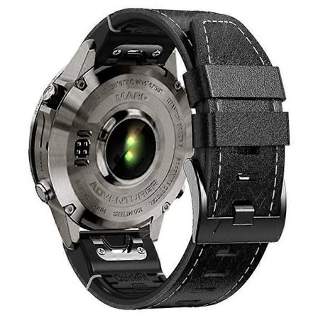 För Garmin Fenix 7/Forerunner 965/955/945/935 Klockarmband Läder+Silikon Armband - Kaffe (LGL)