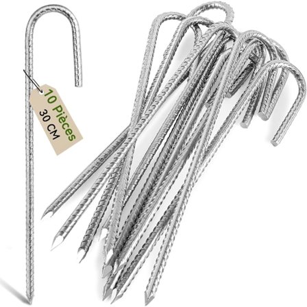 30cm kraftige, rustfrie galvaniserte stålforankringspæler med J-krok