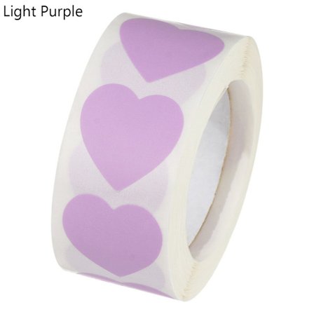 500 st Love Heart Shaped Seal Etiketter LJUSLILA