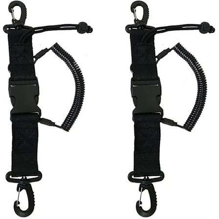 Dykkekrog, Scuba Diving Lanyard Heavy Duty Anti-Lost Underwater Spring Coiled Kamera Strop Dykkeklips Sort 1stk
