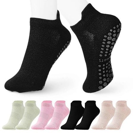 4 Par Pilates Grip Sokker Yoga Sokker Pilates Sokker Korte Sokker Dame Grip Sokker Pilates Sokker Ankel Sokker Som Vist 18.00X8.00X1.00CM