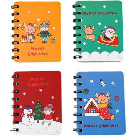4 Små Julehæfter med Dobbeltspiral – Lommehæfter til Børn og Voksne