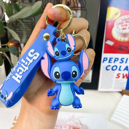 Anime Disney Stitch Nøkkelring e Dukke Nøkkelring Mote Par Veske Blå