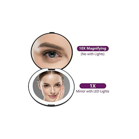 Full dubbelsidig smink spegel LED spegel smink spegel dubbelsidig hopfällbar LED ljus USB laddning spegel svart