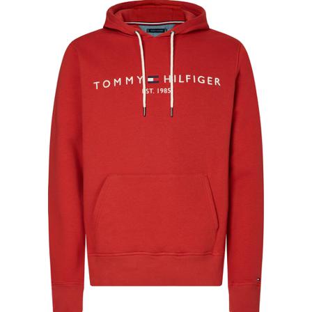 Tommy Hilfiger, Logo hoodie Czerwony, Mężczyzna, Rozmiar: S