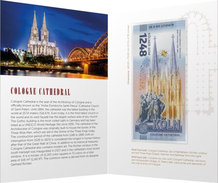 Kölner Dom - Sankt Peters Katedral - Souvenir pengeseddel i folder