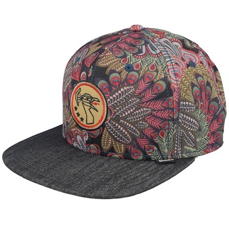 Djinns - Multi snapback Kasket - 6 Panel Peacock Linen Black Snapback @ Hatstore