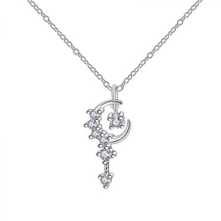 S925 Sterling Sølv Lucky Moon Heart Halskjede