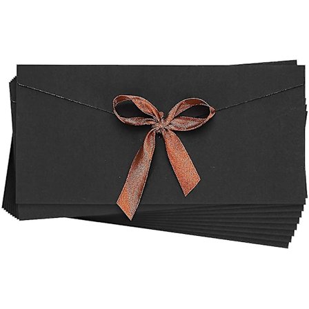 10-pak svarte kraftpapirkonvolutter Retro konvolutter med bånd Gavekort