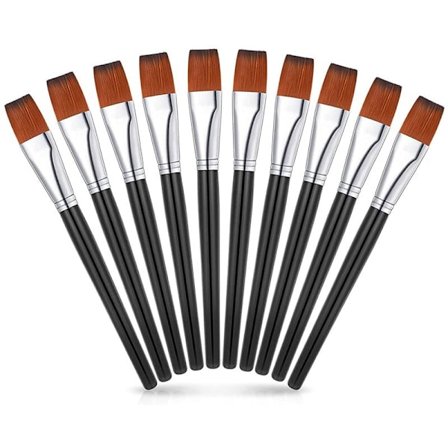 10 stk. flade malerpensler kunstner malerpensel malerpensel til detaljeret maleri akvarelmaleri-sort