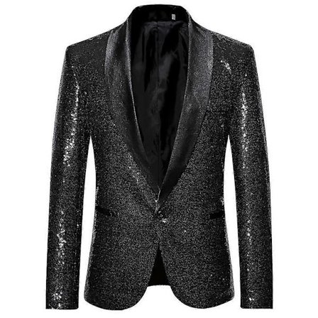 Herre Mode Sequin Casual Blazer Bryllupsfest Jakkesæt Jakke