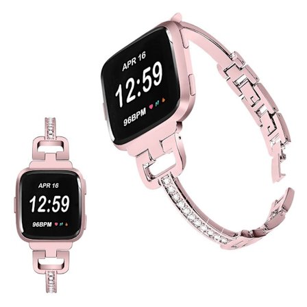 Fitbit Versa Lite klockarmband med strassdekor - Roséguld