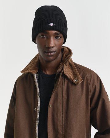 GANT Herren Beanie aus Wolle (ONE SIZE) Schwarz