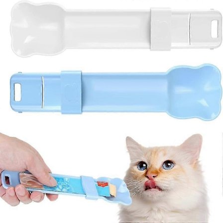 2 stk. Katteservice Katteslikkbar Puré Godteri Matdispenser, Kattunge Strip Press Skje for Våtfôr Flytende Snacks Kjæledyrmatingsskje for S (FMY) 2 
