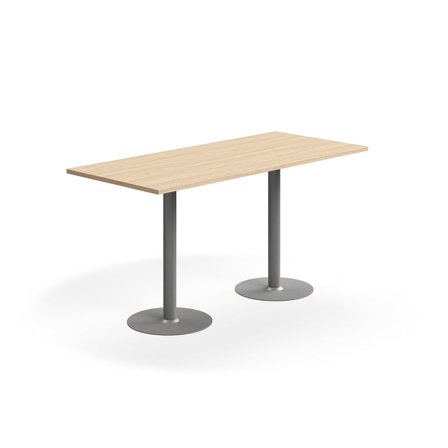 Bar table VERTICUS, 1800x800x900 mm, oak/silver