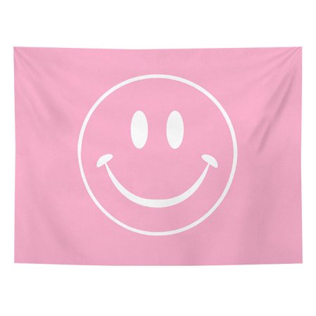 Rosa Smiley Face Gobelin Søt Estetisk Preppy Gobelin Rosa Tap