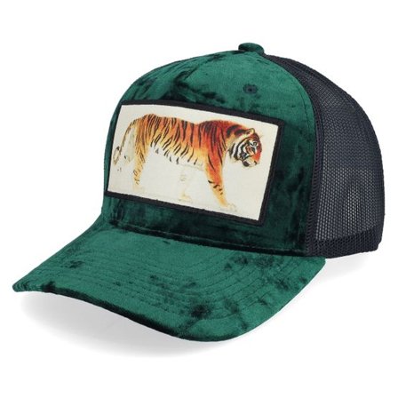 Calza Pennello - Grön trucker Keps - Tiger Velvet Green/Black A-frame Trucker @ Hatstore