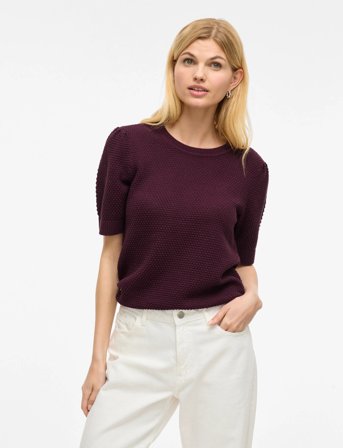 Vila Vidalo O-Neck S/S Knit Top - Noos - Burgundy - XL