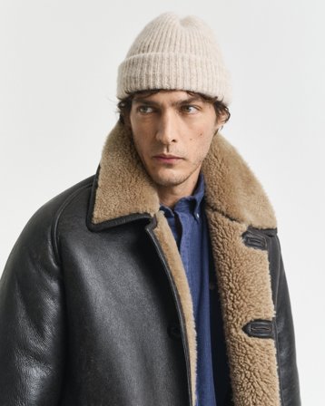 GANT Herren Gerippte Beanie aus Alpakawollmix (ONE SIZE) Beige