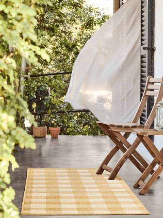 Indoor/Outdoor Rug Checkered Washable Small Gingham - Light Yellow/White 80X300 In Scandinavian Style