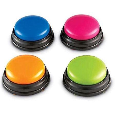 Resources Optagelige Svar Buzzers Optagelsesknap, Sæt af 4 Personlige Farvede Knapper
