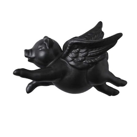 Mike Keramisk Veggdekorasjon Svart Flygende Gris Veggmaleri Håndverk Hjem Dekor Hotell Stue Veggbakgrunn Ornament Bryllupsgave, svart Modell B