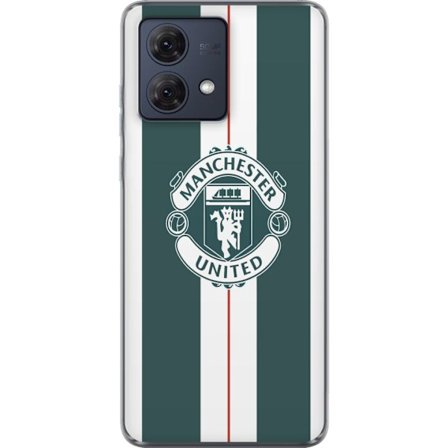 Kompatibel Mobilcover til Motorola Moto G84 Manchester United logo fodboldklub våbenskjold Premier League Red Devils plakat hvid grøn baggrund retro