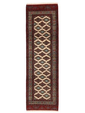 Oriental Turkaman Rug 87X278 Runner Black/Dark Red Wool, Persia
