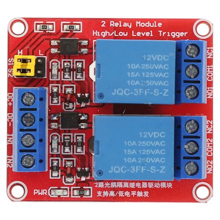 2-kanals relæmodul med optokoblerisolering, højt og lavt niveau triggermodul (12V)