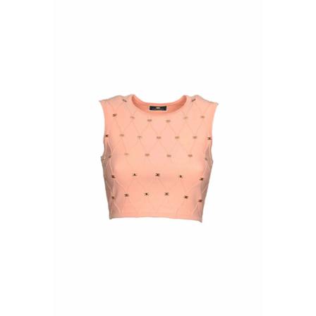 Elisabetta Franchi, Crop Top Różowy, Kobieta, Rozmiar: S